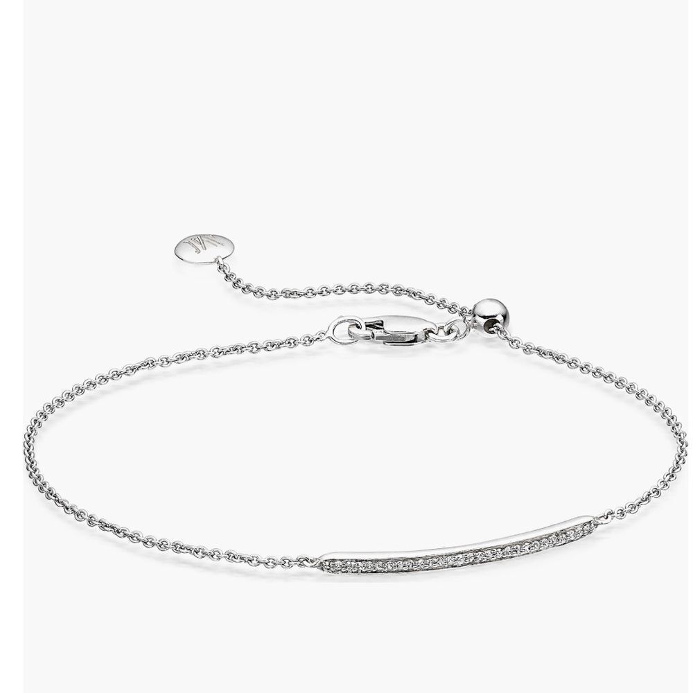 NWT Monica Vinader Skinny Diamond Braceletl Sterling Silver
